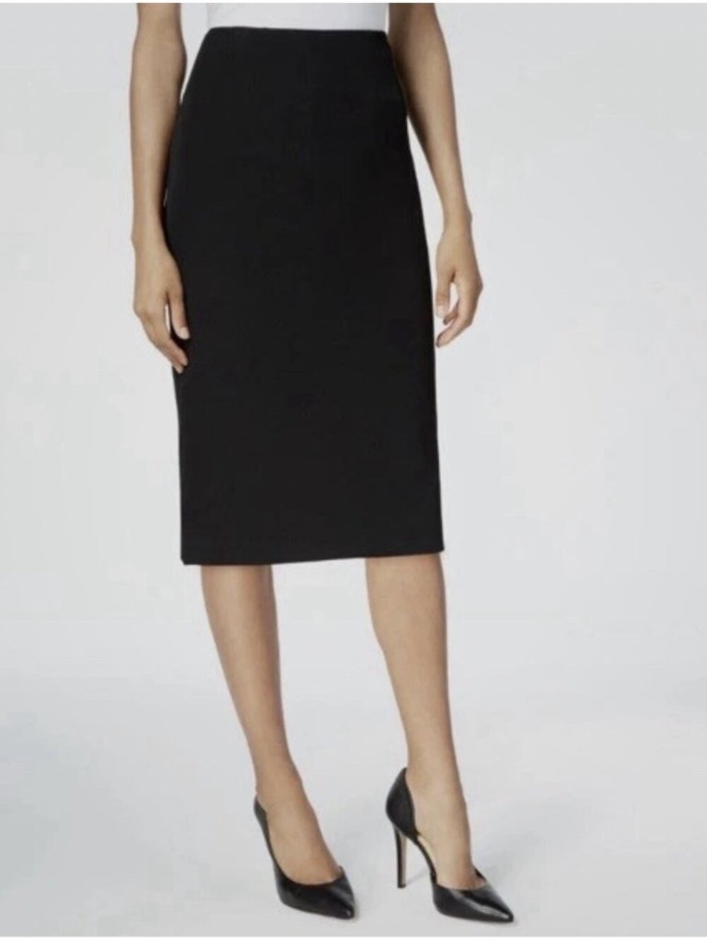 NEW Kasper Women's Black Crepe Midi Pencil Skirt Size 12